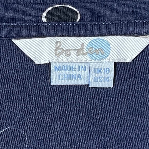 Boden Navy Polka Dot Long Sleeve Top UK18 US14 Tencel & Cotton Blend - Picture 4 of 9